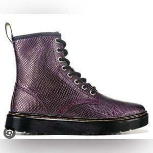 Dr. Martens new in box purple metallic reptile Women’s 9 Boots Laces Fall Winter